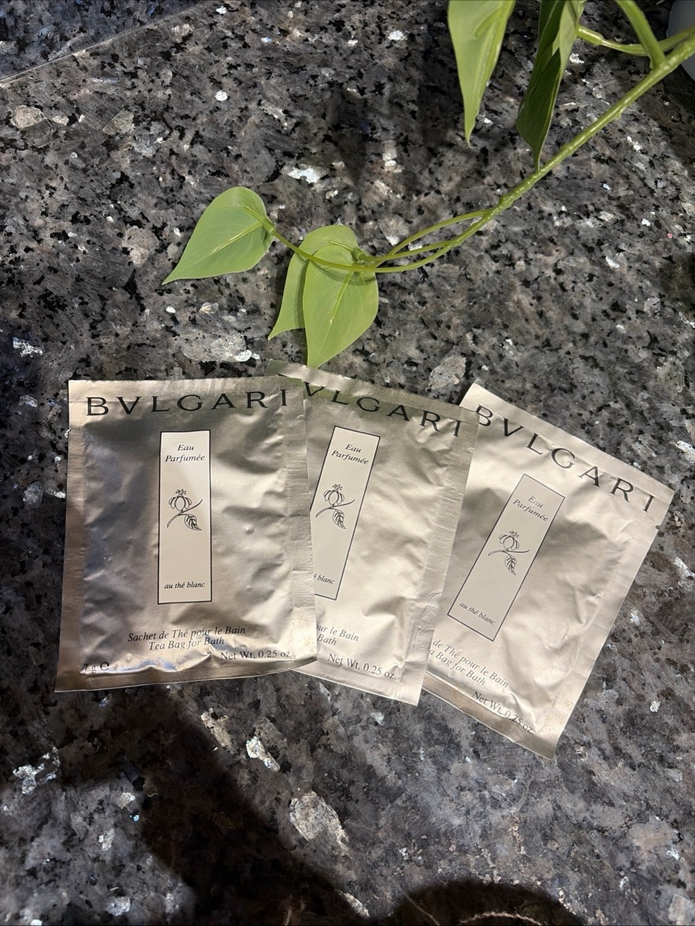 3X Sealed BVLGARI Eau Parfumee AU THE BLANC Tea Bag for Bath Satchet .25 oz VTG